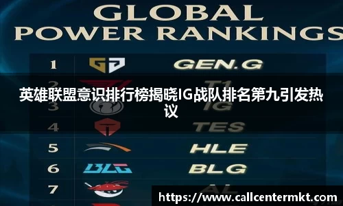 英雄联盟意识排行榜揭晓IG战队排名第九引发热议